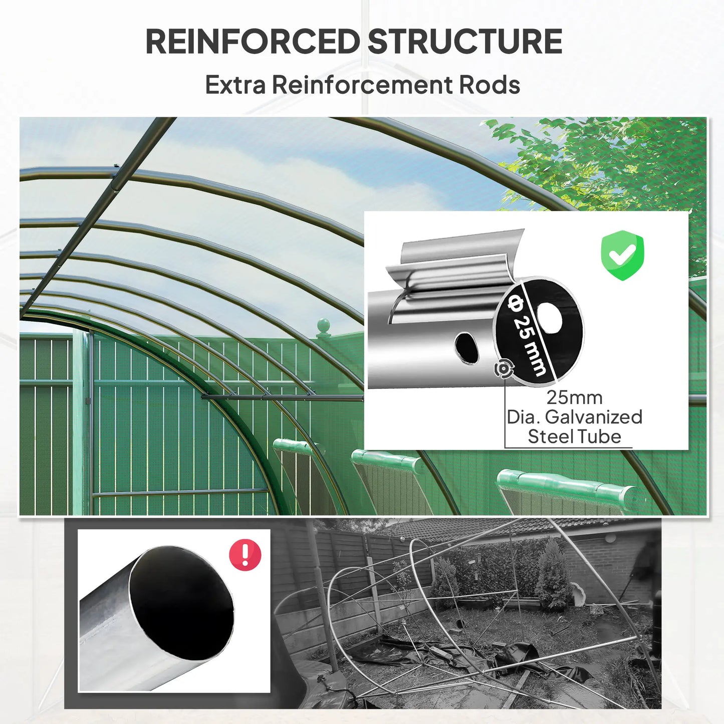 Outsunny 6x3m Walk-In Polytunnel Greenhouse with Dual Hinged Doors, Green