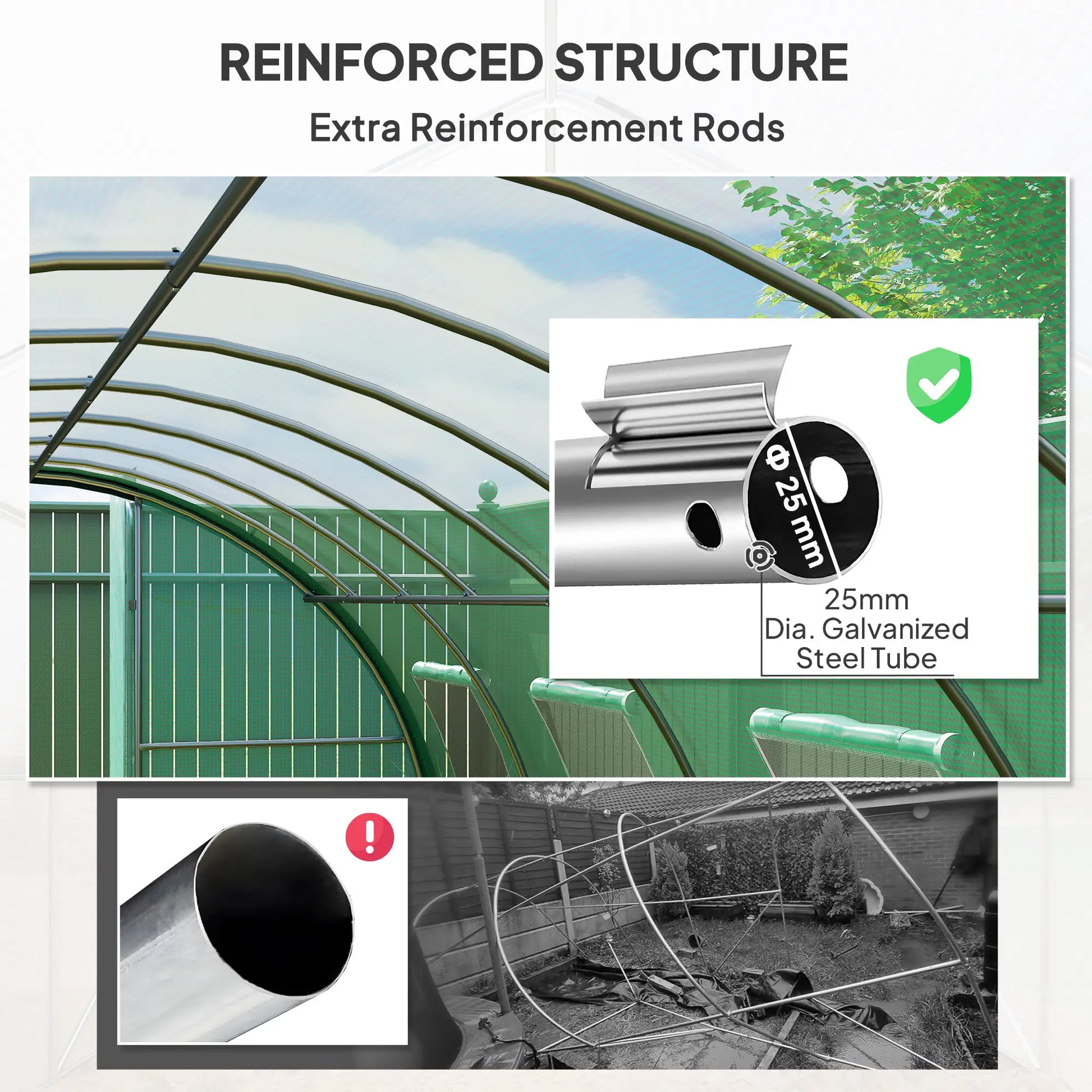 Outsunny 6x3m Walk-In Polytunnel Greenhouse with Dual Hinged Doors, Green