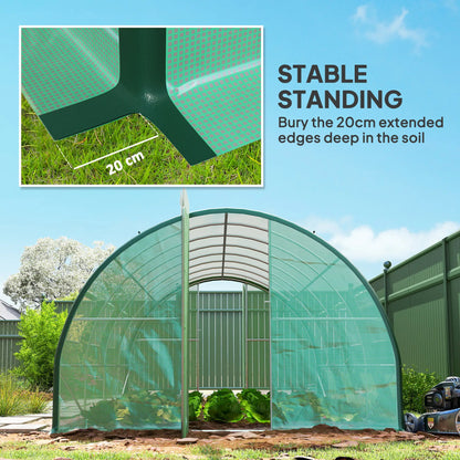 Outsunny 6x3m Walk-In Polytunnel Greenhouse with Dual Hinged Doors, Green