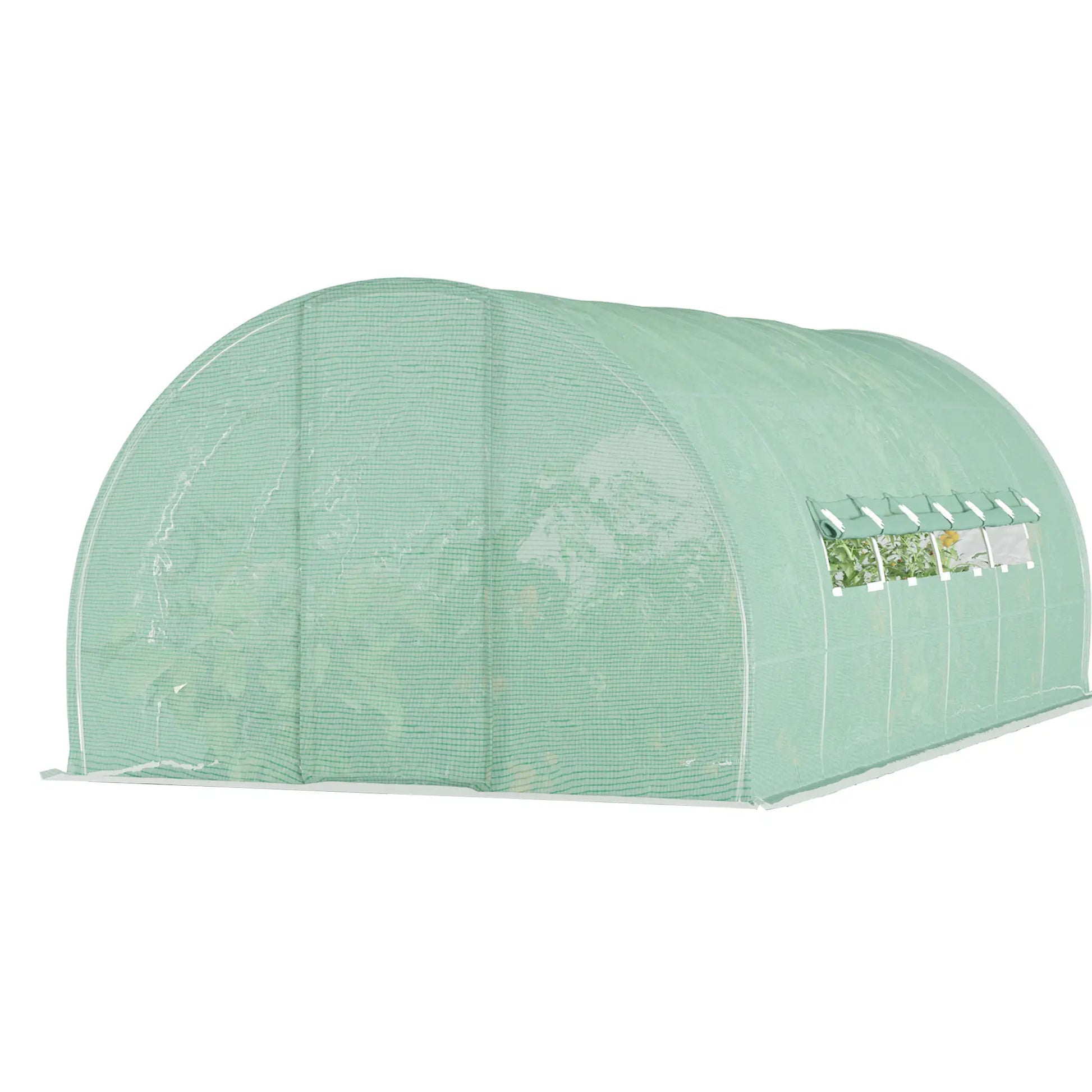 Outsunny 6x3m Walk-In Polytunnel Greenhouse with Hinged Door, Green