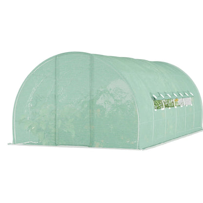 Outsunny 6x3m Walk-In Polytunnel Greenhouse with Hinged Door, Green