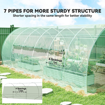 Outsunny 6x3m Walk-In Polytunnel Greenhouse with Hinged Door, Green