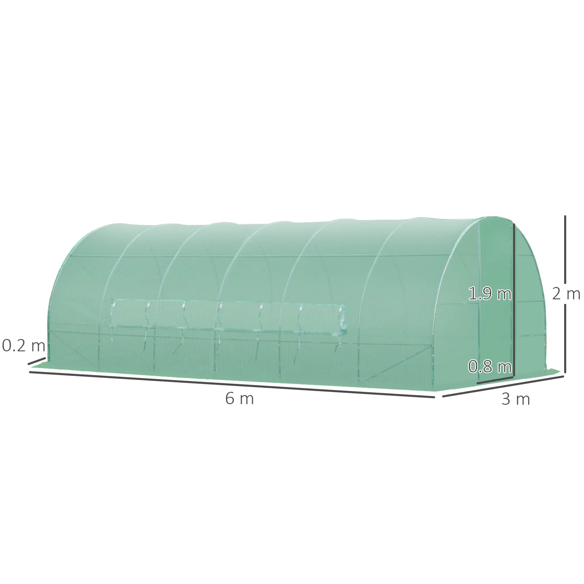 Outsunny 6x3m Walk-In Polytunnel Greenhouse with Hinged Door, Green
