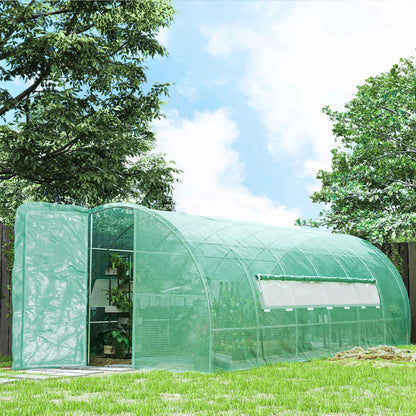 Outsunny 6x3m Walk-In Polytunnel Greenhouse with Hinged Door, Green