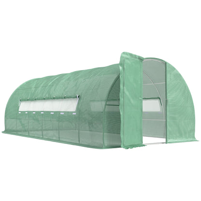 Outsunny 6x3m Walk-In Polytunnel Greenhouse with Hinged Door, Green