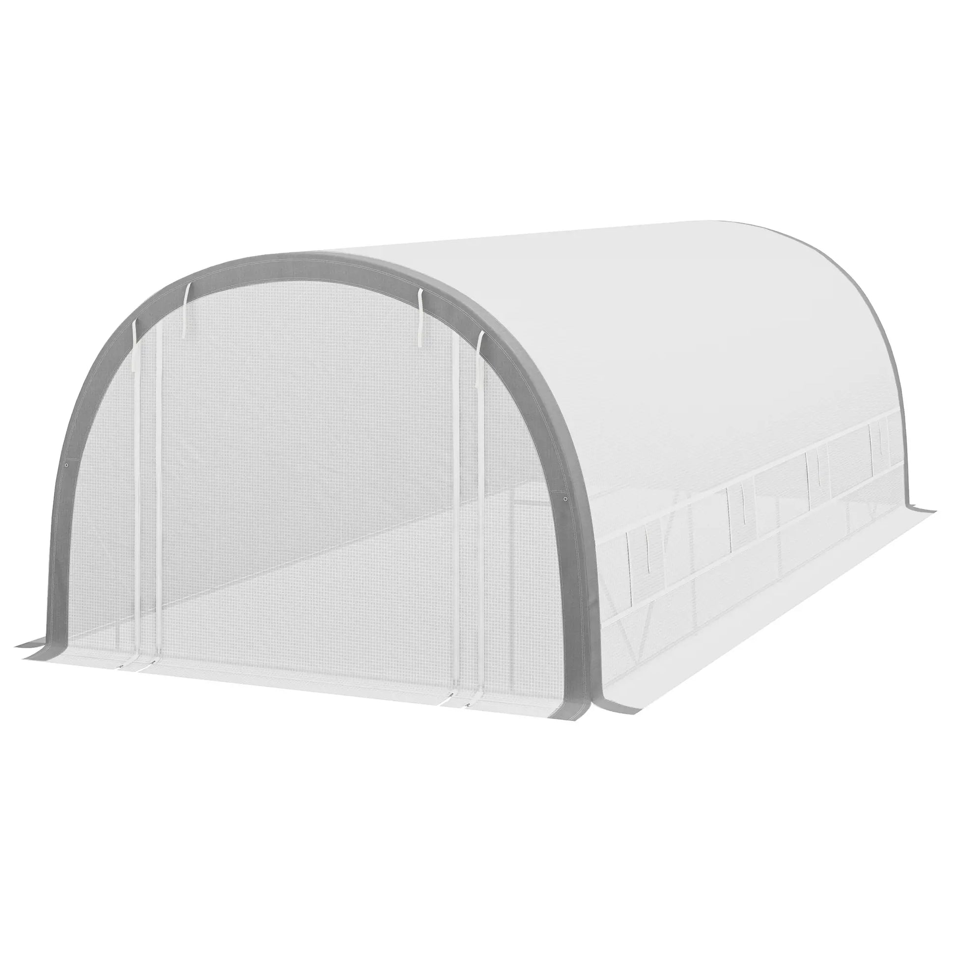 Outsunny 6x3m Walk-In Polytunnel Greenhouse with Reinforced PE Cover, White