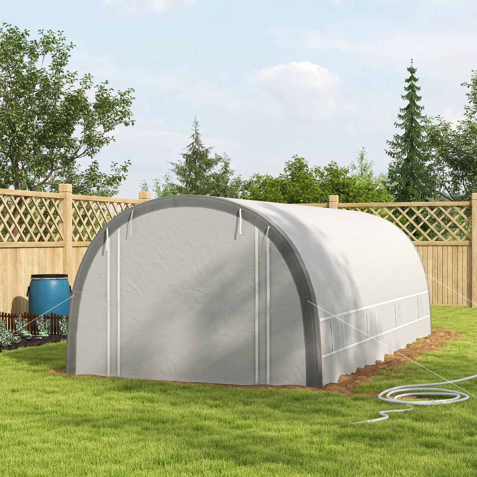 Outsunny 6x3m Walk-In Polytunnel Greenhouse with Reinforced PE Cover, White