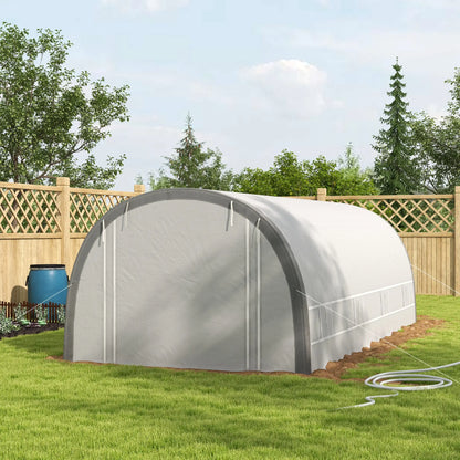 Outsunny 6x3m Walk-In Polytunnel Greenhouse with Reinforced PE Cover, White