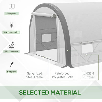 Outsunny 6x3m Walk-In Polytunnel Greenhouse with Reinforced PE Cover, White