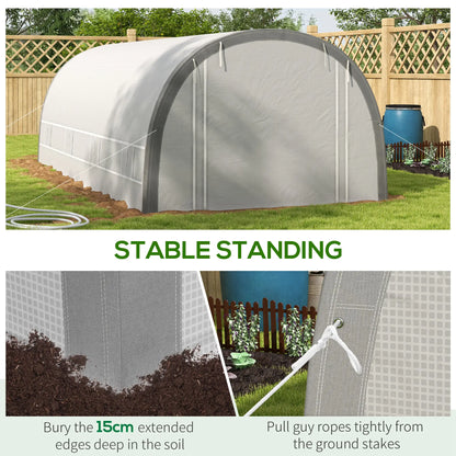Outsunny 6x3m Walk-In Polytunnel Greenhouse with Reinforced PE Cover, White