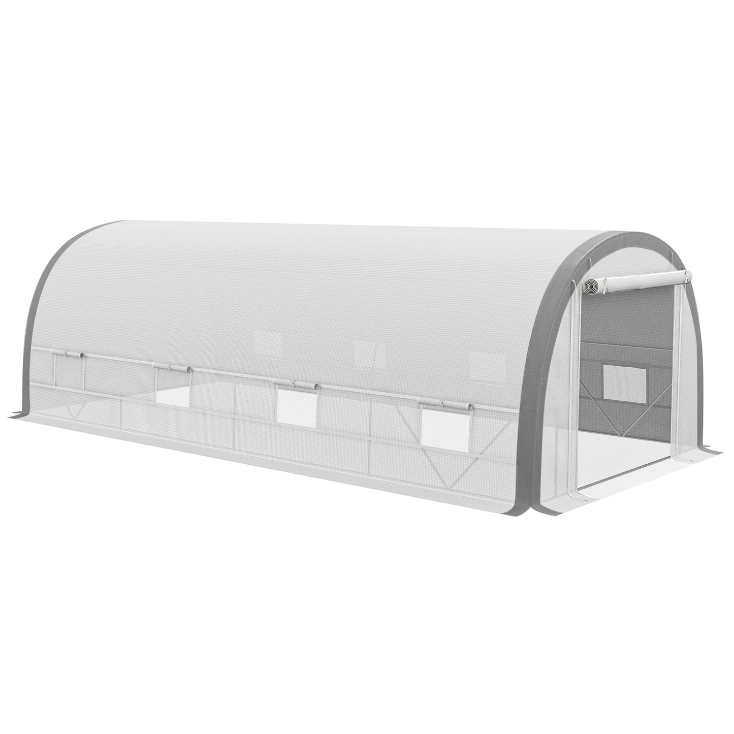 Outsunny 6x3m Walk-In Polytunnel Greenhouse with Reinforced PE Cover, White
