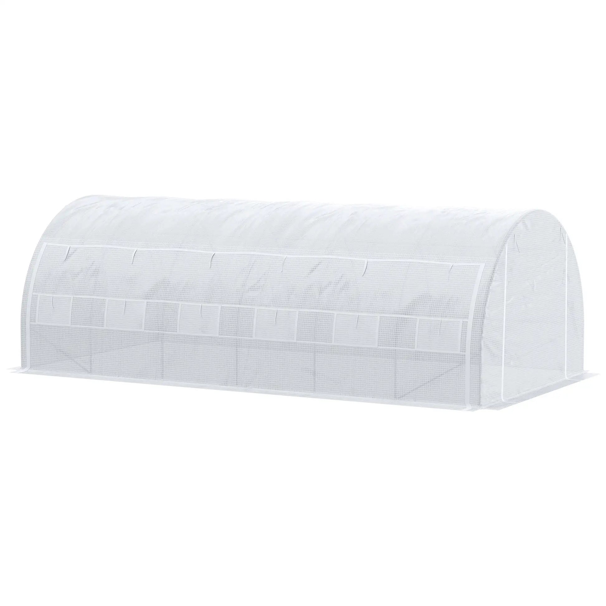 Outsunny 6x3m Walk-In Polytunnel Greenhouse with Roll-Up Sides, White