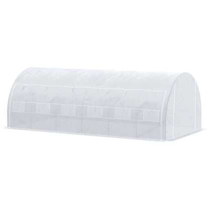Outsunny 6x3m Walk-In Polytunnel Greenhouse with Roll-Up Sides, White