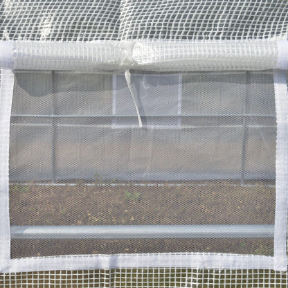 Outsunny 6x3m Walk-In Polytunnel Greenhouse with Roll-Up Sides, White
