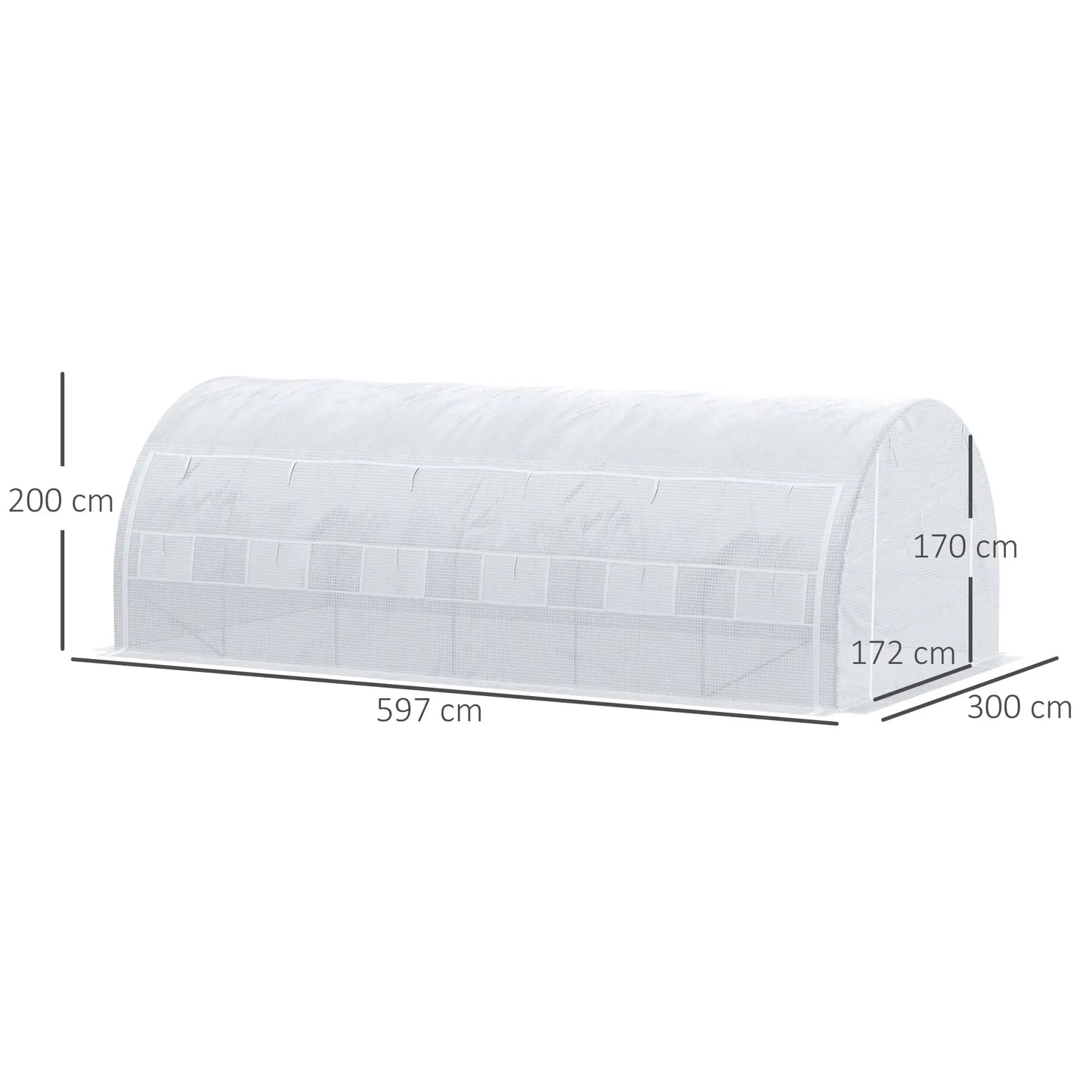 Outsunny 6x3m Walk-In Polytunnel Greenhouse with Roll-Up Sides, White