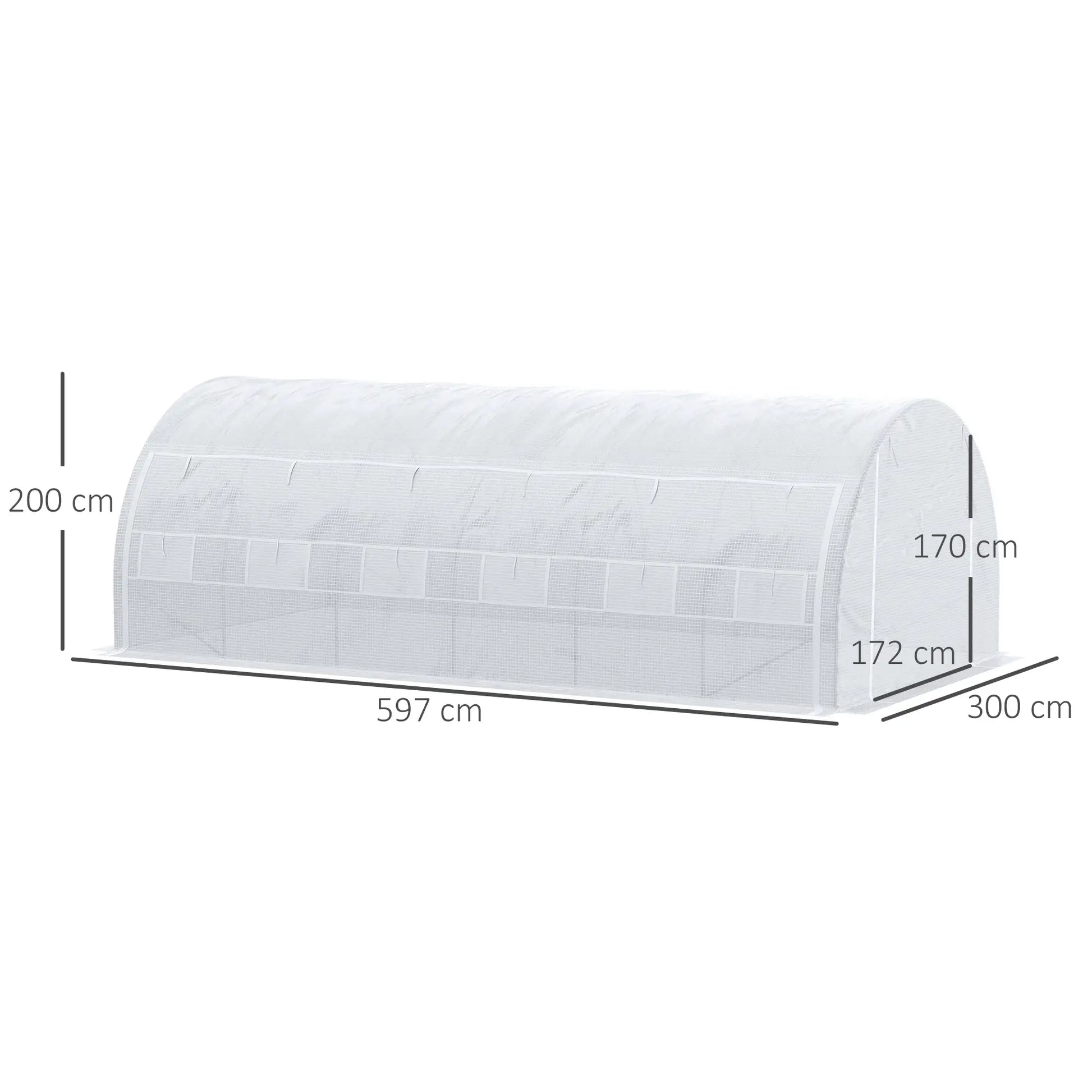 Outsunny 6x3m Walk-In Polytunnel Greenhouse with Roll-Up Sides, White