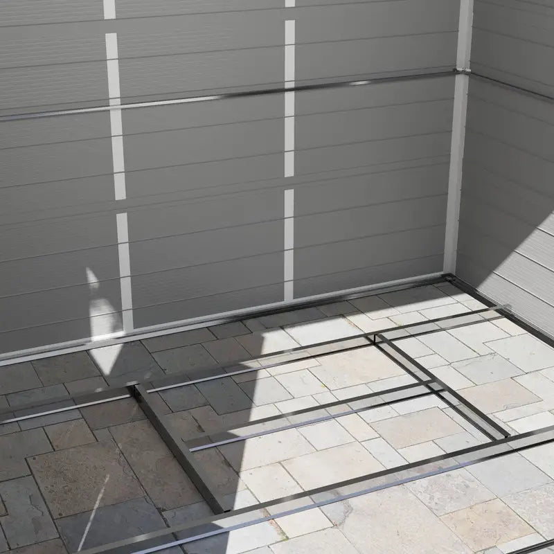 Outsunny 7.9ft x 6.2ft Aluminium Frame Rust Resistance Waterproof Shed, with Galvanised Foundation - Light Grey