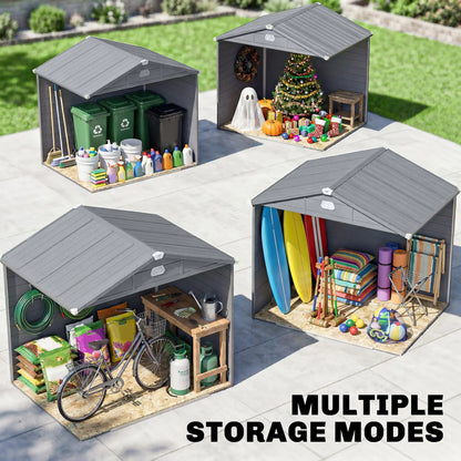 Outsunny 7.9ft x 6.2ft Aluminium Frame and Plastic Wall Shed, with Foundation - Grey