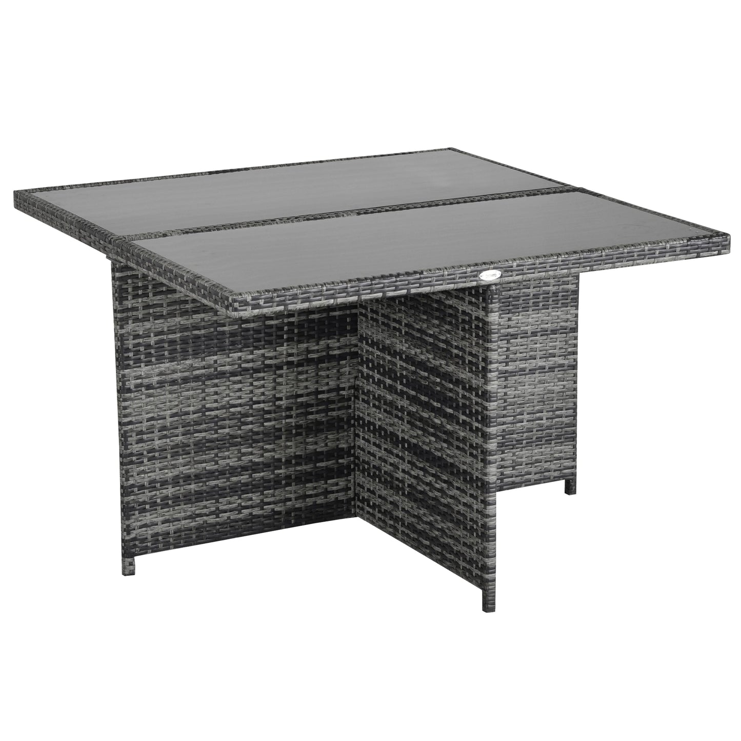 Outsunny 8-Seater Rattan Dining Set Garden Furniture Cushion Seat Woven Rattan Grey