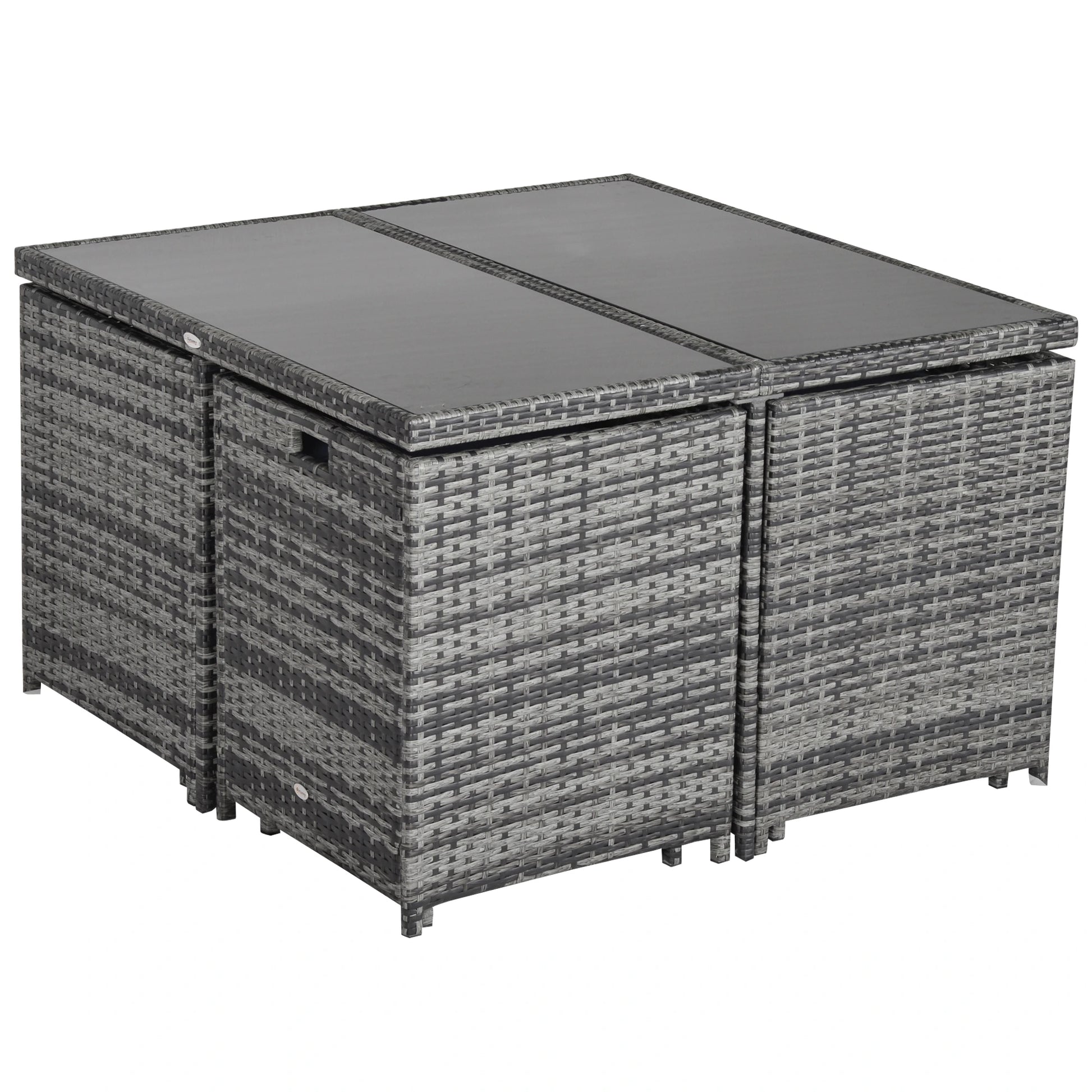Outsunny 8-Seater Rattan Dining Set Garden Furniture Cushion Seat Woven Rattan Grey