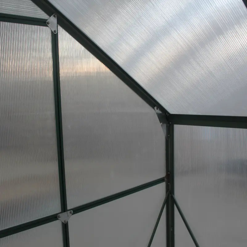 Outsunny 8 x 12ft Aluminium Greenhouse Polycarbonate Walk in Garden Greenhouse Kit with Adjustable Roof Vent, Double Sliding Door, Rain Gutter and Foundation, Clear