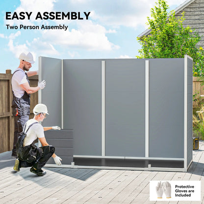Outsunny 8 x 4 ft Resin Garden Shed, Wood-Effect Outdoor Storage Shed with Floor, Windows, Lockable Doors and Vents, Light Grey