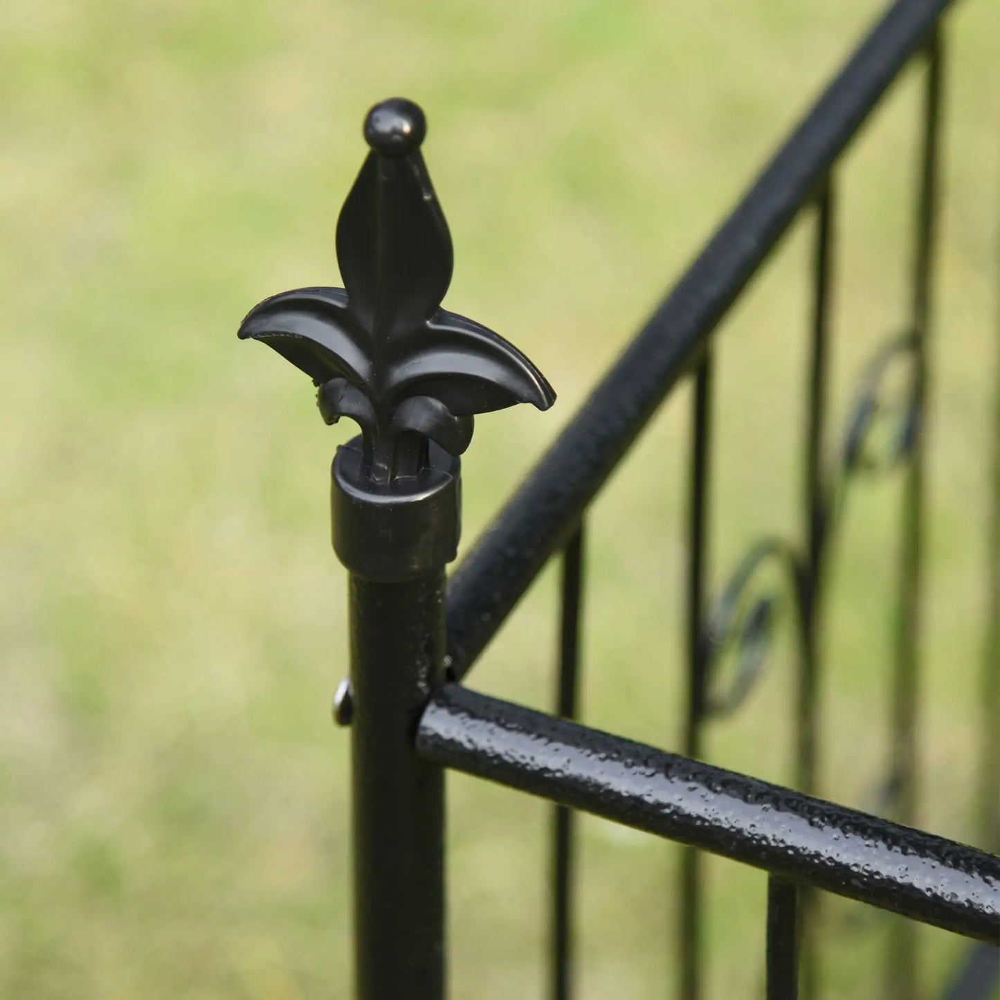 Outsunny Metal Garden Arbor Arch with Double Doors & Planter Baskets - Black