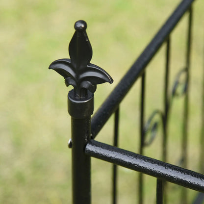 Outsunny Metal Garden Arbor Arch with Double Doors & Planter Baskets - Black