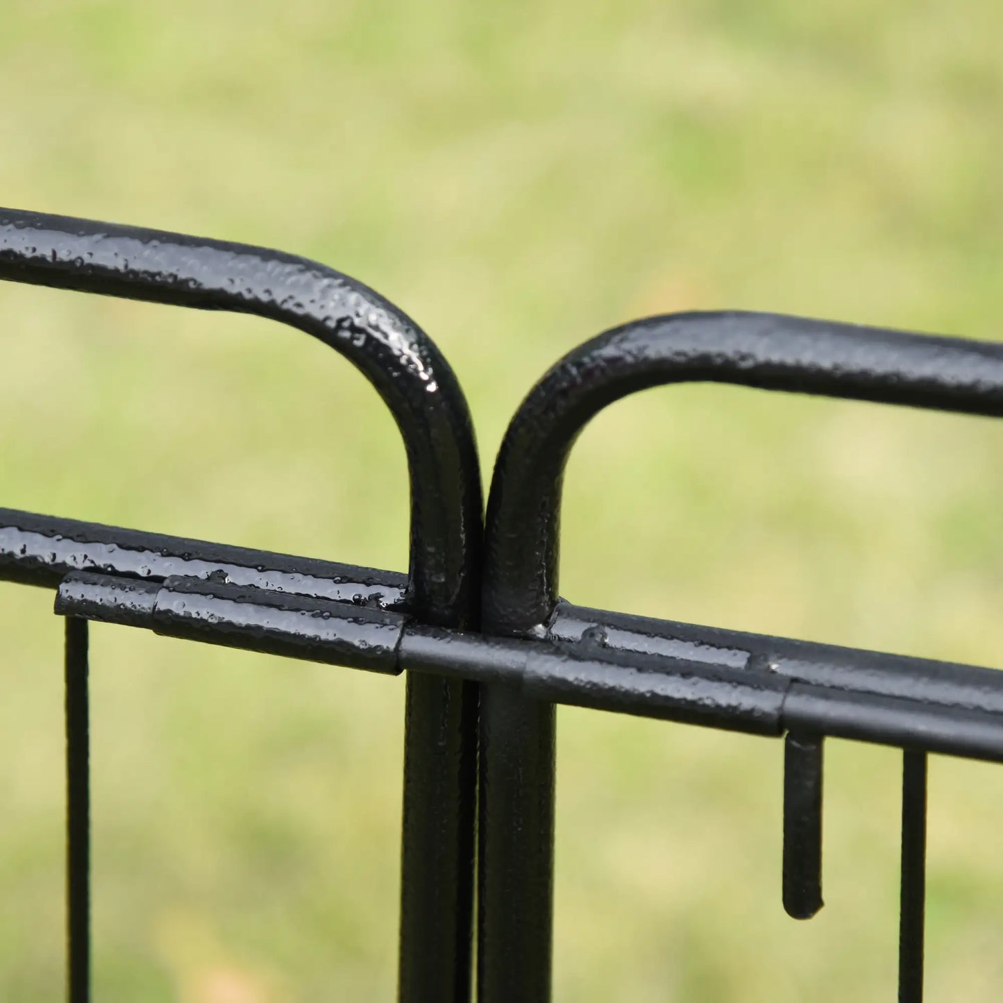Outsunny Metal Garden Arbor Arch with Double Doors & Planter Baskets - Black