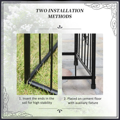 Outsunny Metal Garden Arbor Arch with Double Doors & Planter Baskets - Black
