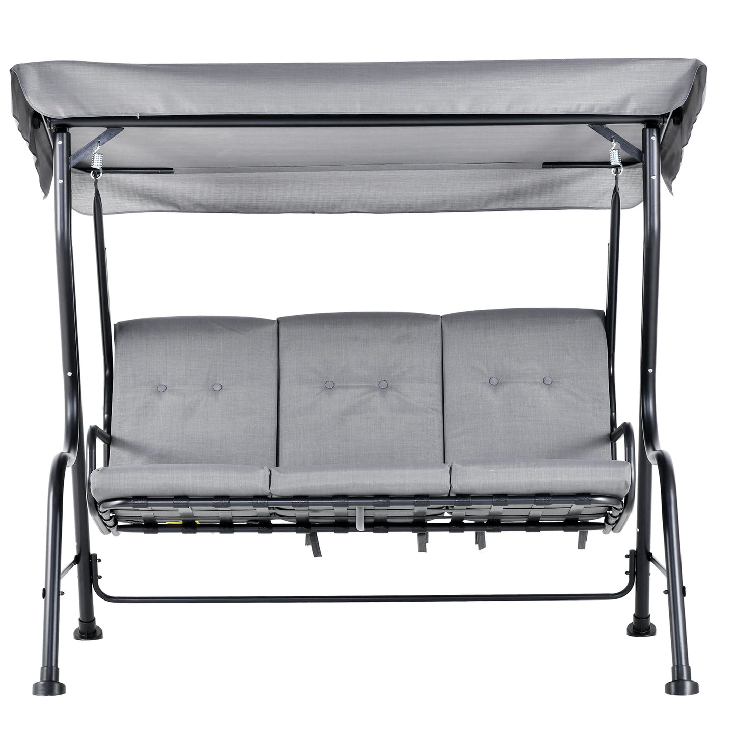 Outsunny Outdoor 3-person Metal Porch Swing Chair Bench, Grey