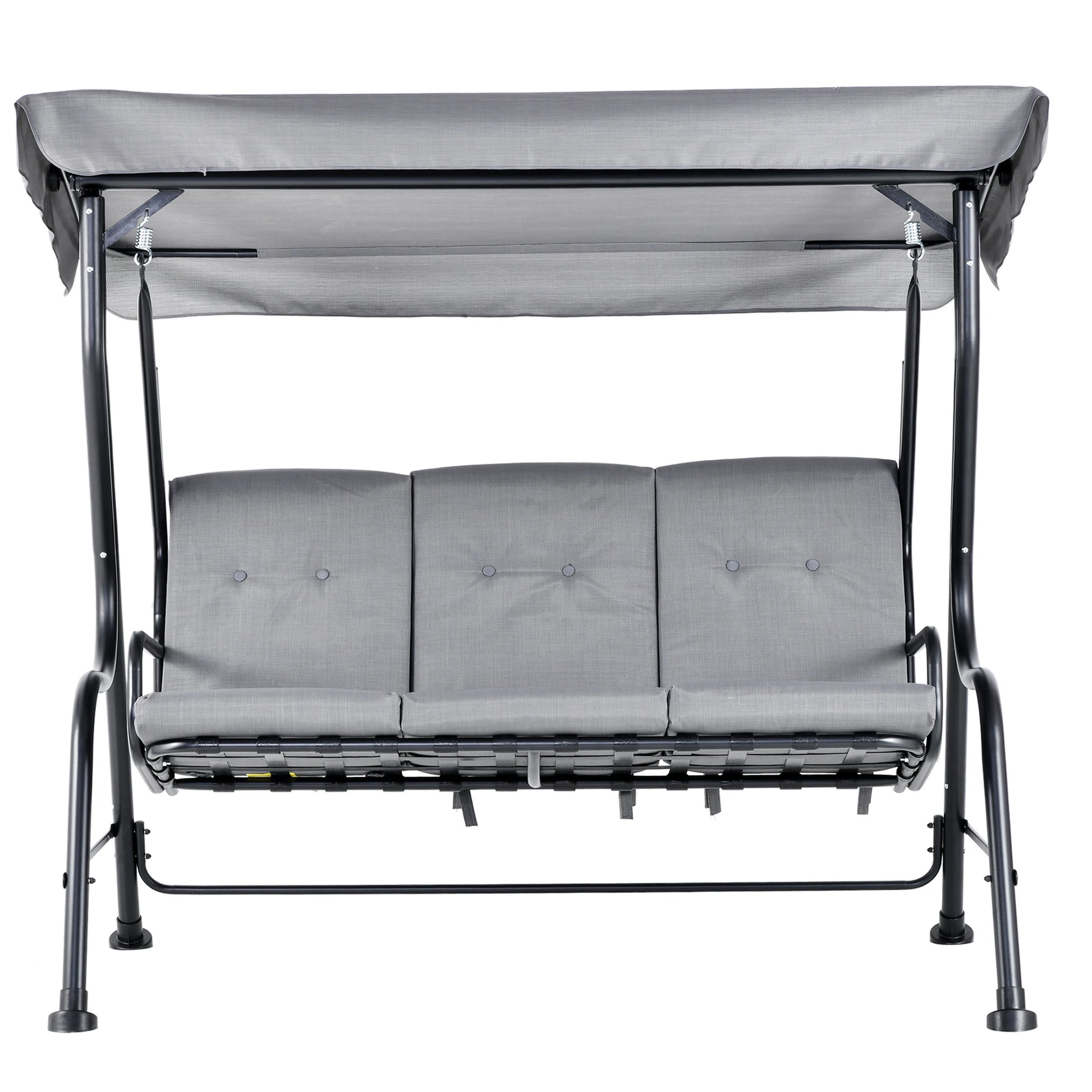 Outsunny Outdoor 3-person Metal Porch Swing Chair Bench, Grey