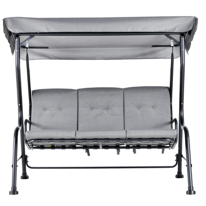 Outsunny Outdoor 3-person Metal Porch Swing Chair Bench, Grey
