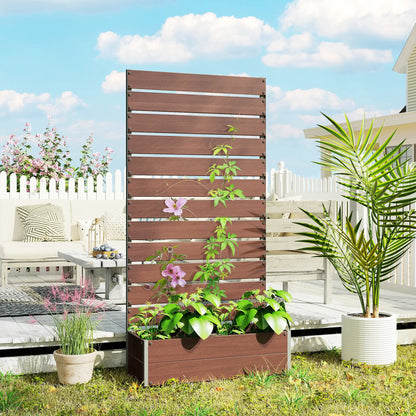 Outsunny Raised Garden Bed with Trellis & Privacy Screen Planter Box