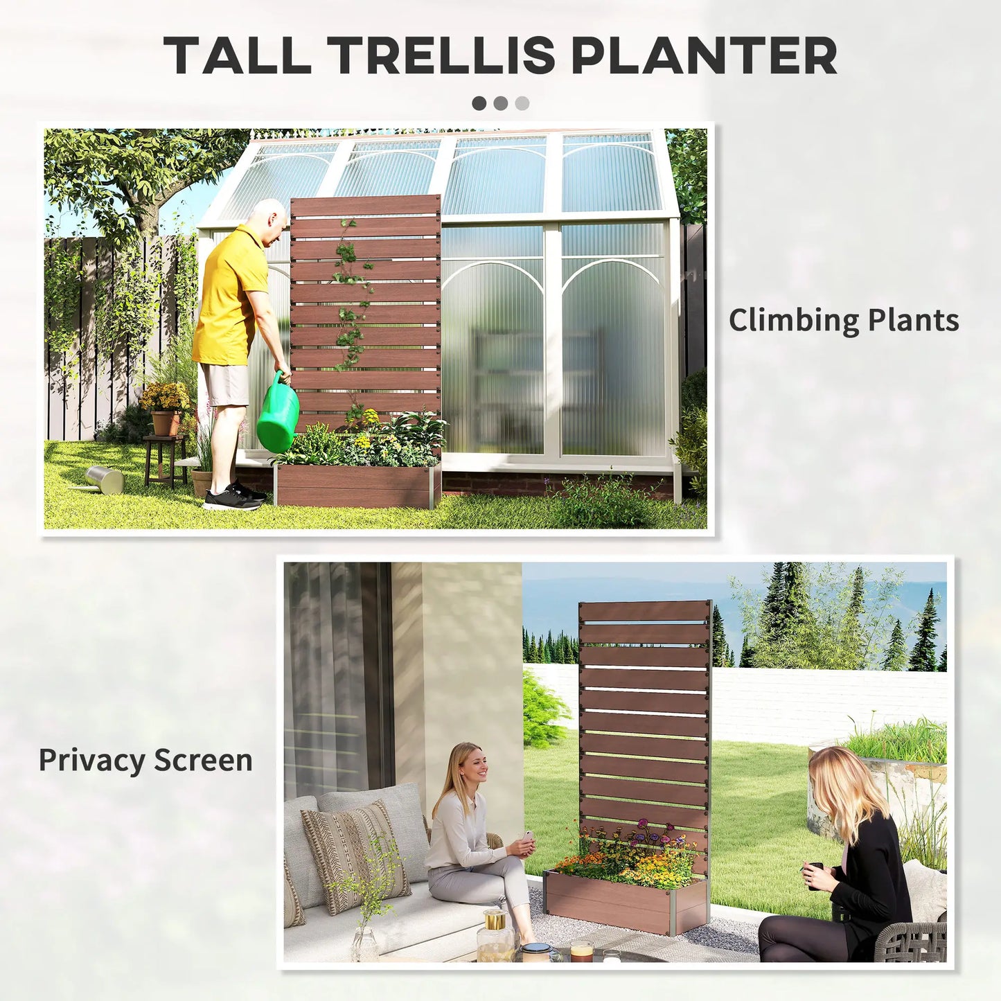 Outsunny Raised Garden Bed with Trellis & Privacy Screen Planter Box