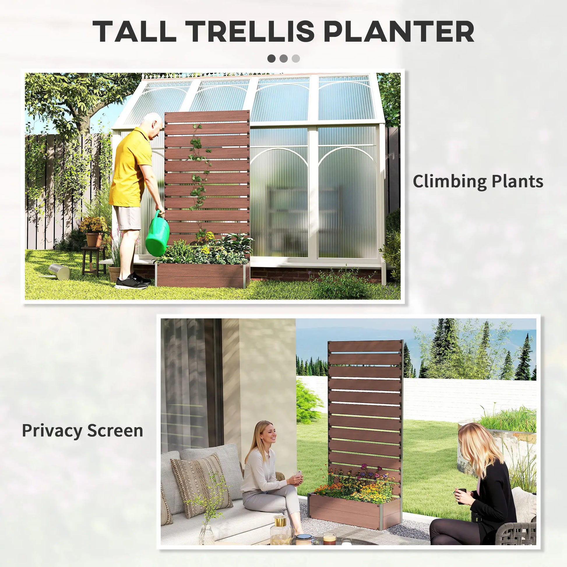 Outsunny Raised Garden Bed with Trellis & Privacy Screen Planter Box