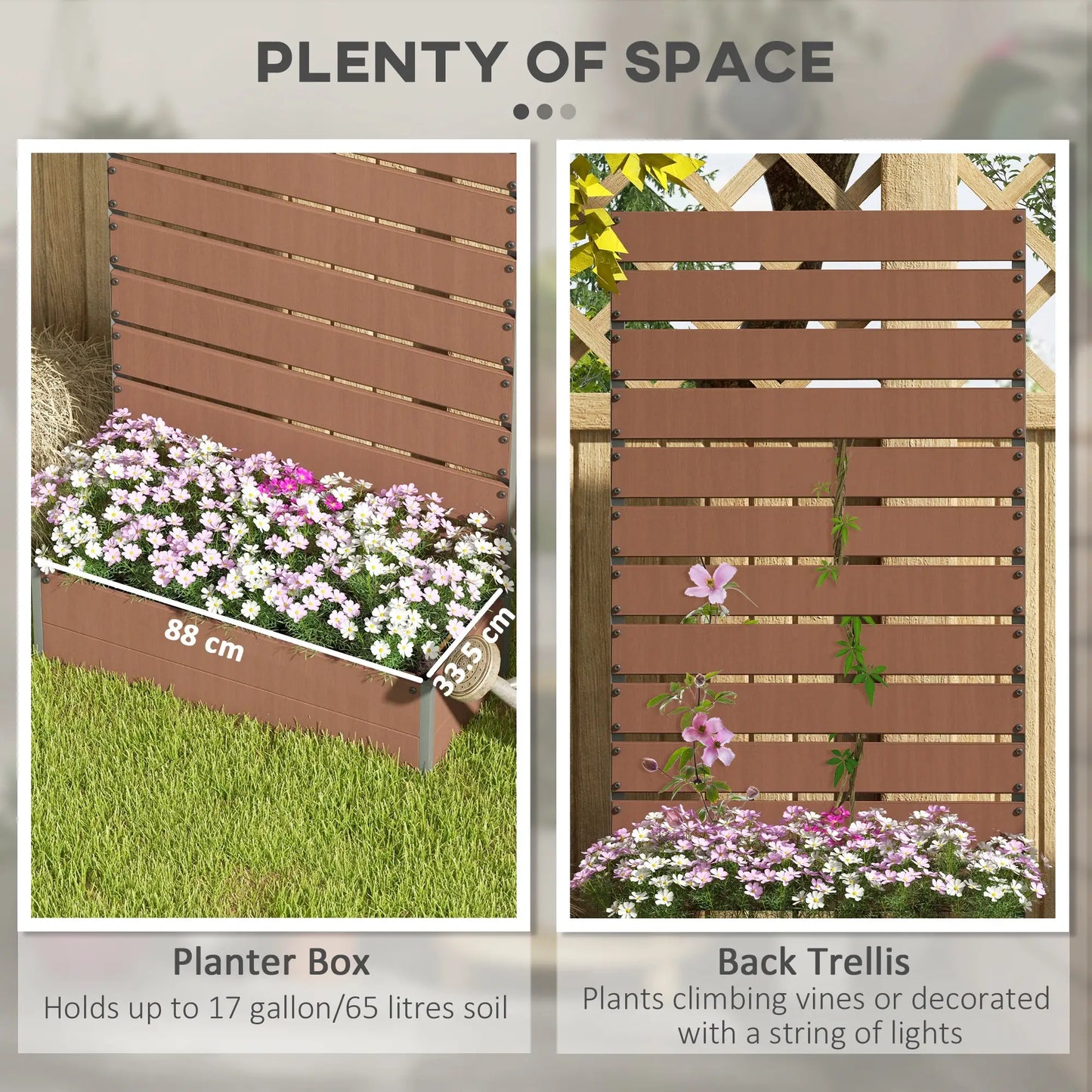 Outsunny Raised Garden Bed with Trellis & Privacy Screen Planter Box