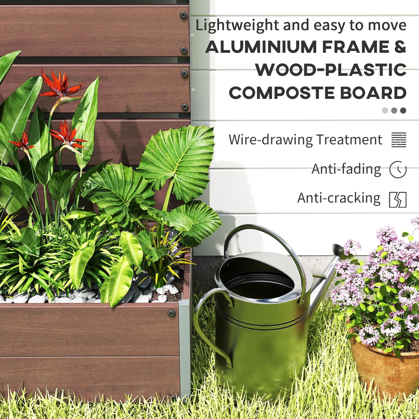 Outsunny Raised Garden Bed with Trellis & Privacy Screen Planter Box