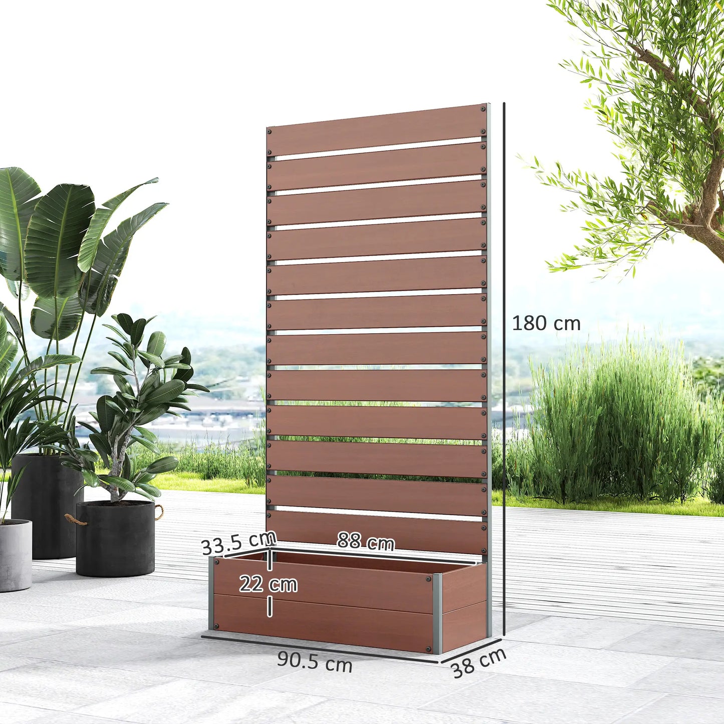 Outsunny Raised Garden Bed with Trellis & Privacy Screen Planter Box