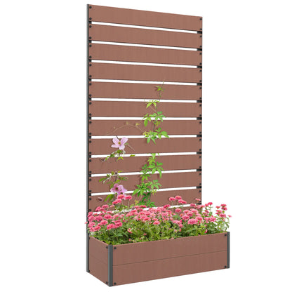 Outsunny Raised Garden Bed with Trellis & Privacy Screen Planter Box