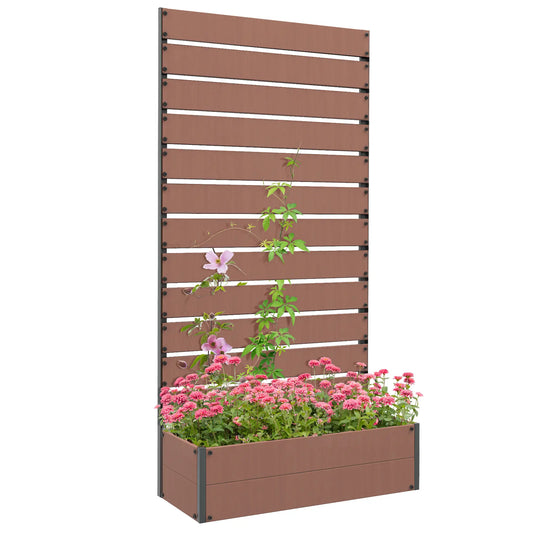 Outsunny Raised Garden Bed with Trellis & Privacy Screen Planter Box