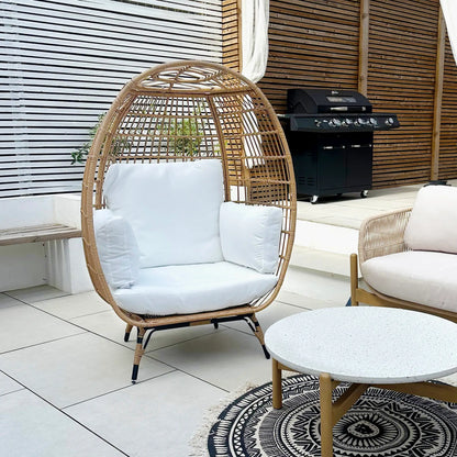 Outsunny Rattan Egg Chair with Cushions and Pillows, Khaki