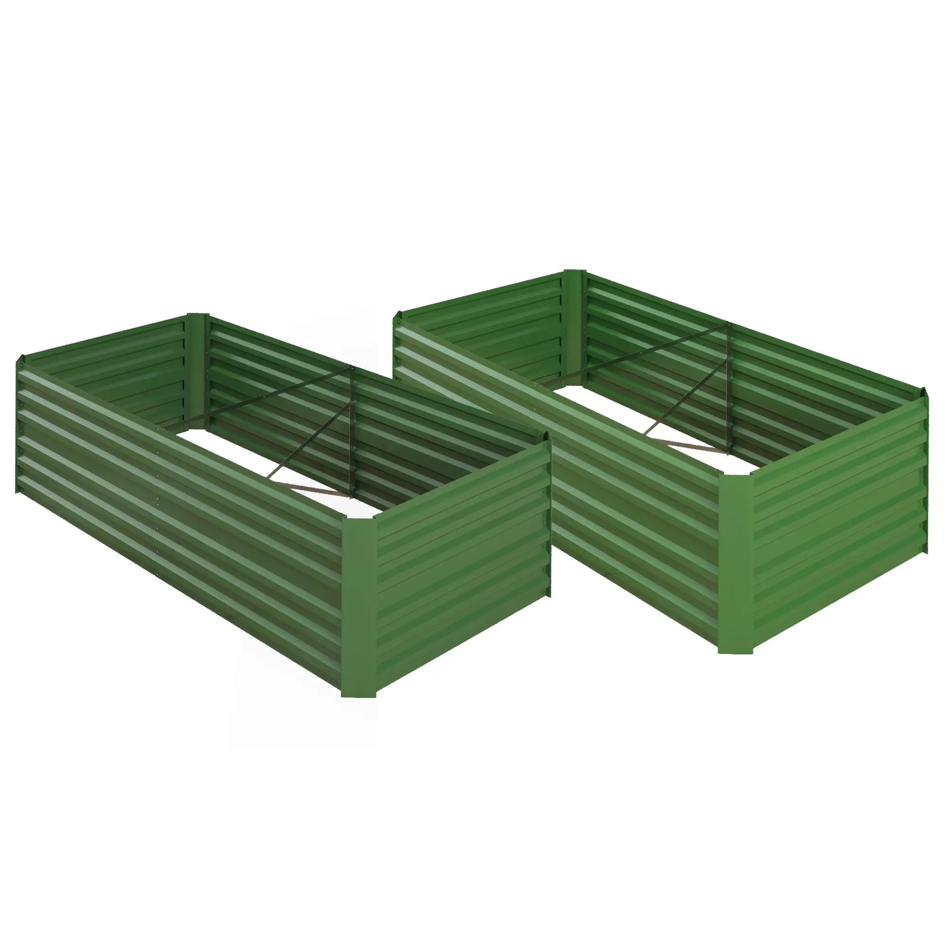 Outsunny Set of 2 Galvanised Steel Raised Garden Beds 180 x 90cm – Green