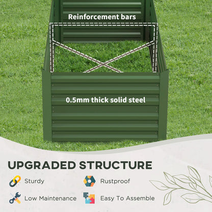 Outsunny Set of 2 Galvanised Steel Raised Garden Beds 180 x 90cm – Green