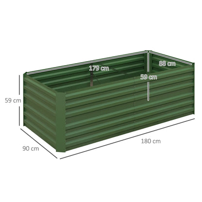 Outsunny Set of 2 Galvanised Steel Raised Garden Beds 180 x 90cm – Green