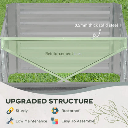 Outsunny Set of 2 Galvanised Steel Raised Garden Beds 180 x 90cm – Light Grey