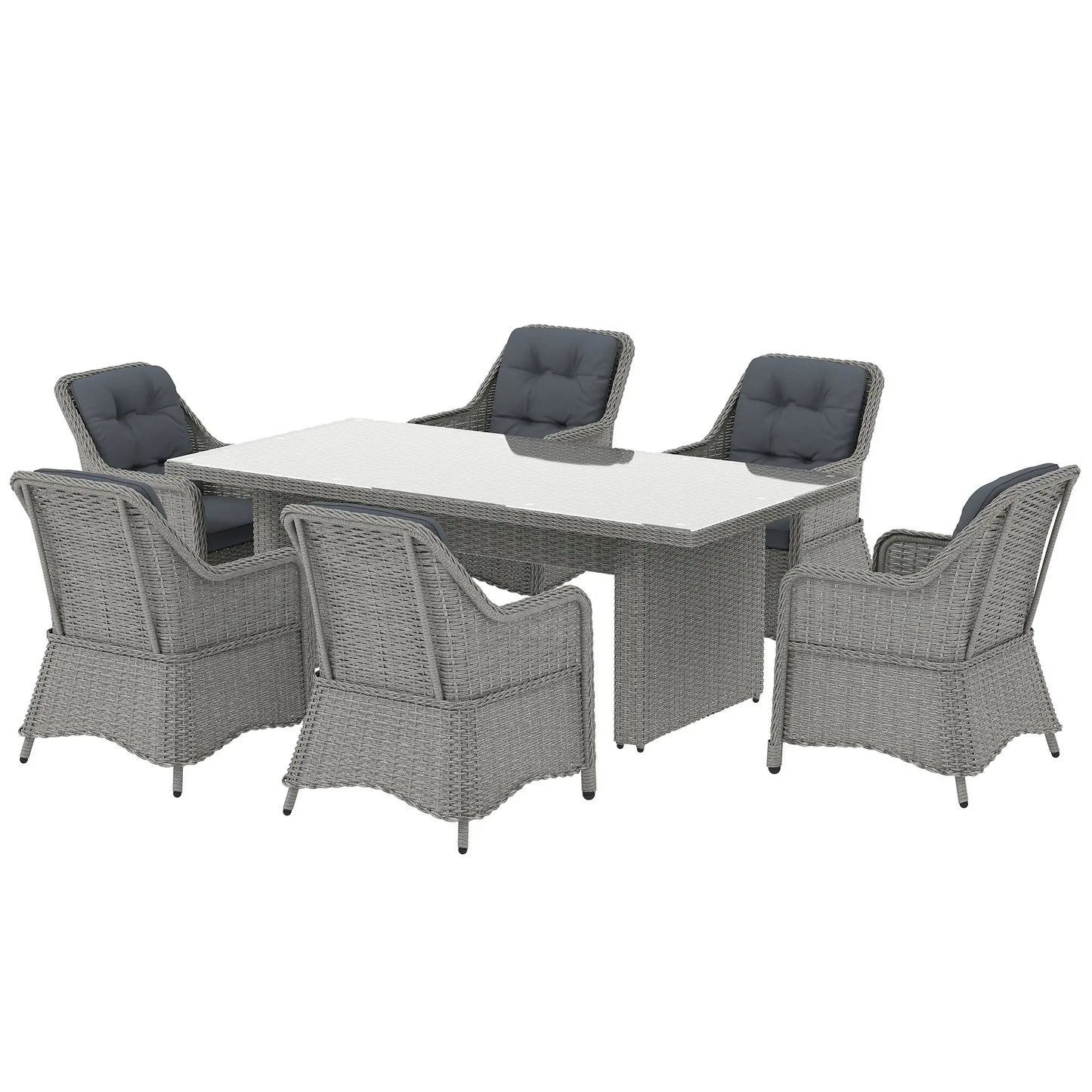 Outsunny Seven-Piece Rattan Dining Set - Mixed Grey