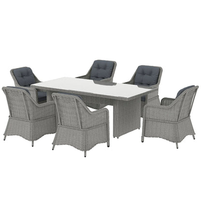 Outsunny Seven-Piece Rattan Dining Set - Mixed Grey