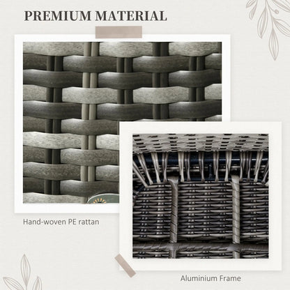 Outsunny Seven-Piece Rattan Dining Set with Tempered Glass Table Top and Parasol Hole - Grey