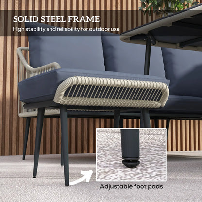 Outsunny Six-Piece Rattan Strong Garden Sofa Set - Grey